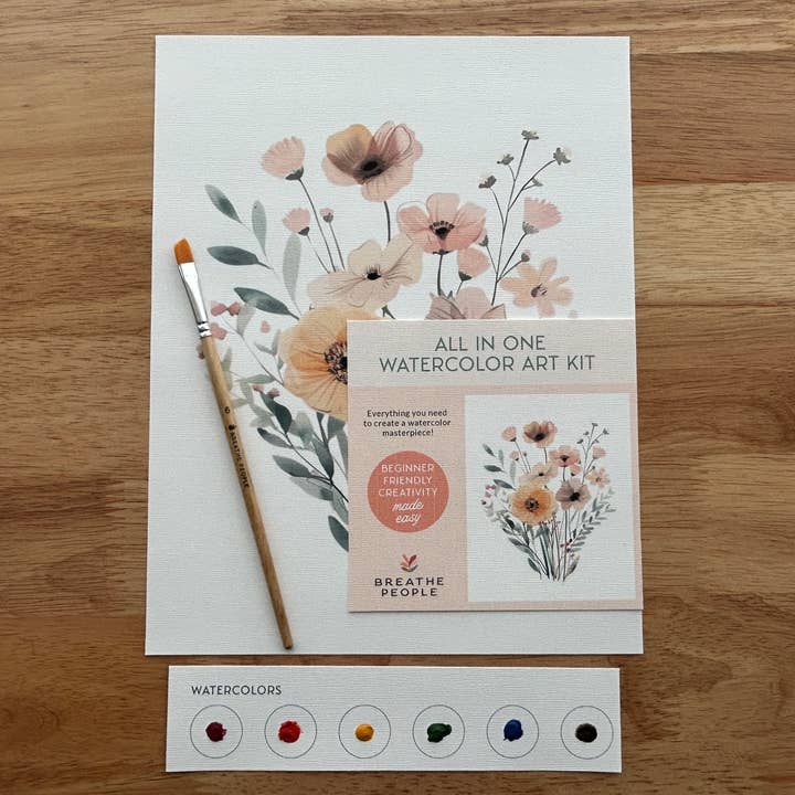 Breathe People - Wholesale DIY Craft Kit - All-In-One Beginner Watercolor Kit - Wildflowers