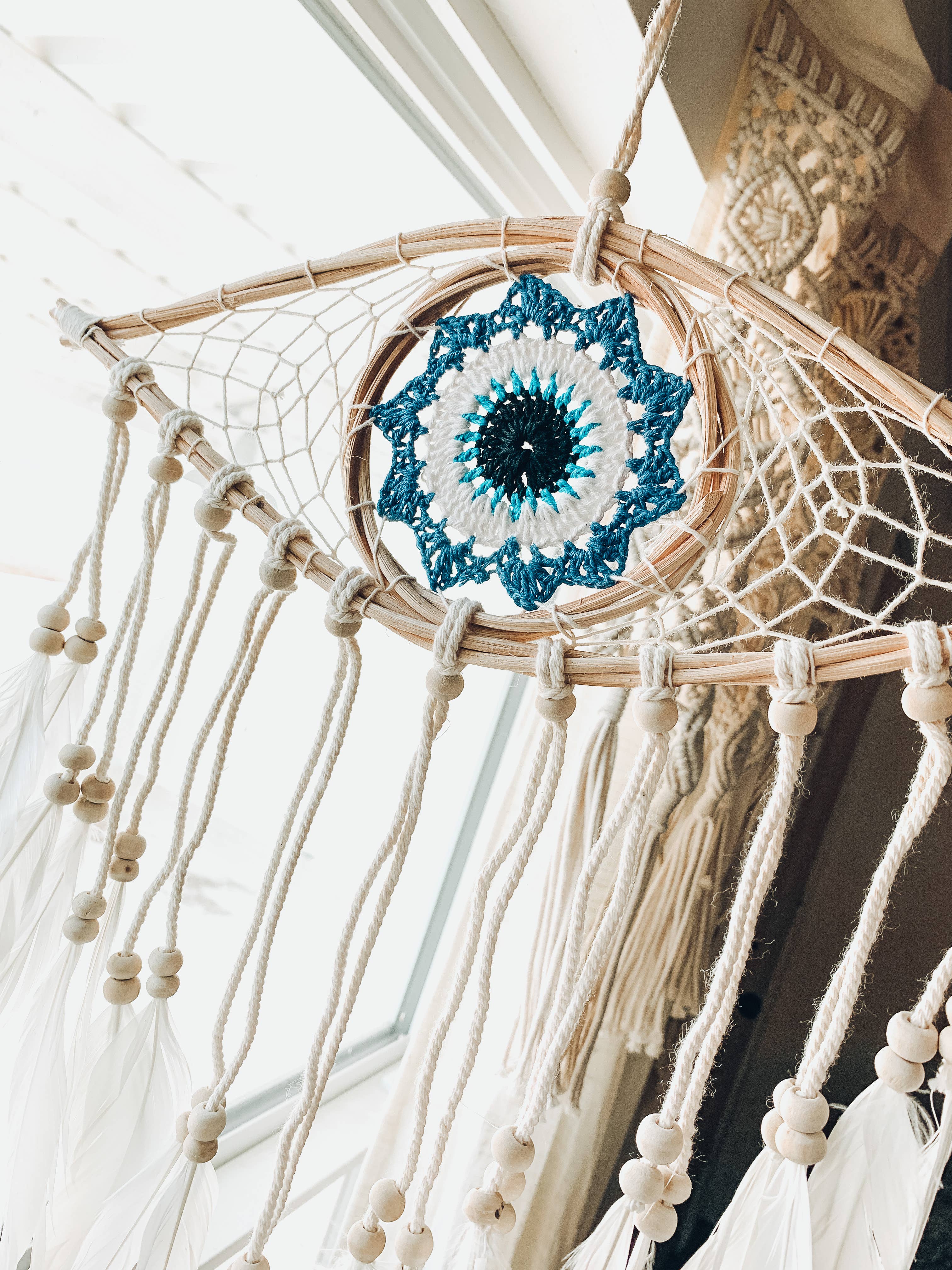 Liv Rocks - Vente Attrape-rêve - Attrape-rêves Mauvais Œil - Décoration Bohème à Plumes pour la Maison2