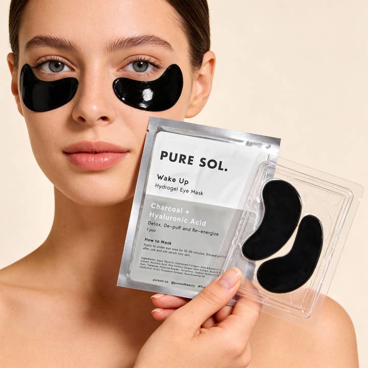 PURE SOL. - Vente Masques de traitement yeux - Masque pour les yeux Wake Up Charcoal + Acide hyaluronique - 1 paire14