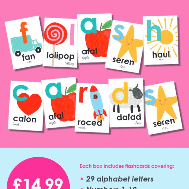 Cardiau Fflach dysgu Cymraeg (29 welsh learning flashcards) for wholesale by The Paintbox