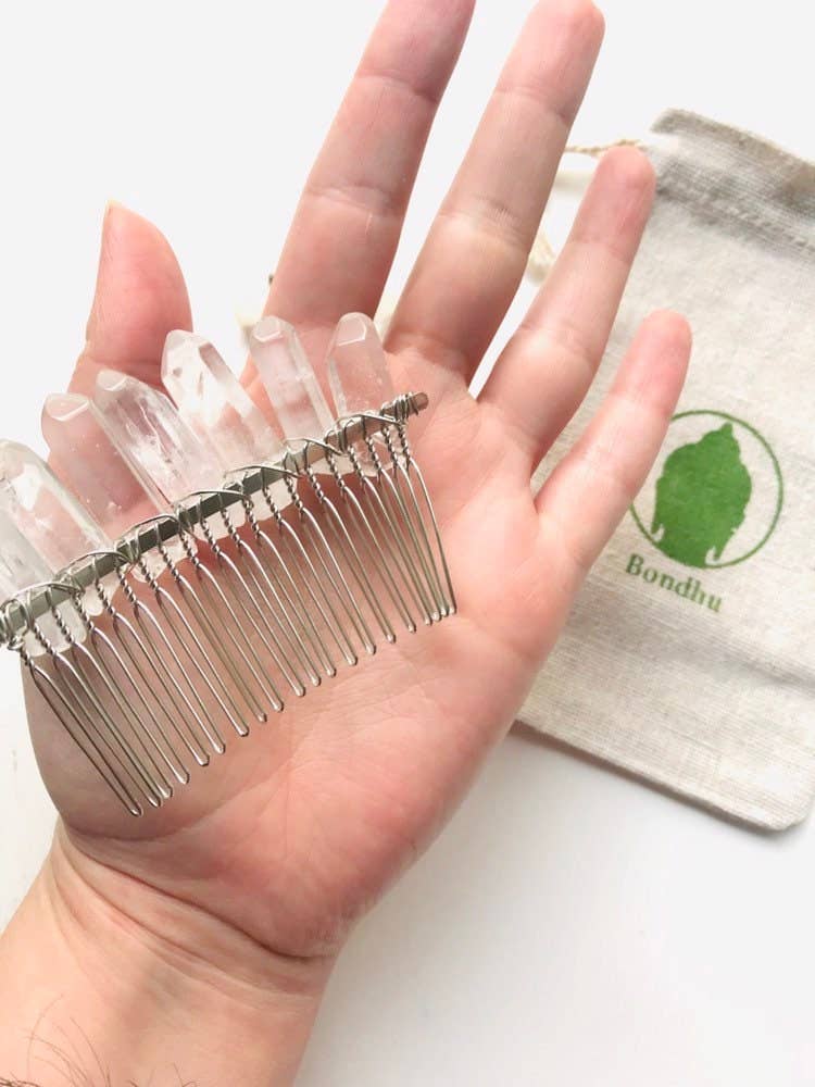 Bondhu Jewelry – wholesale Hårnålar – klar Crystal Quartz sten hårnål kam tillbehör3