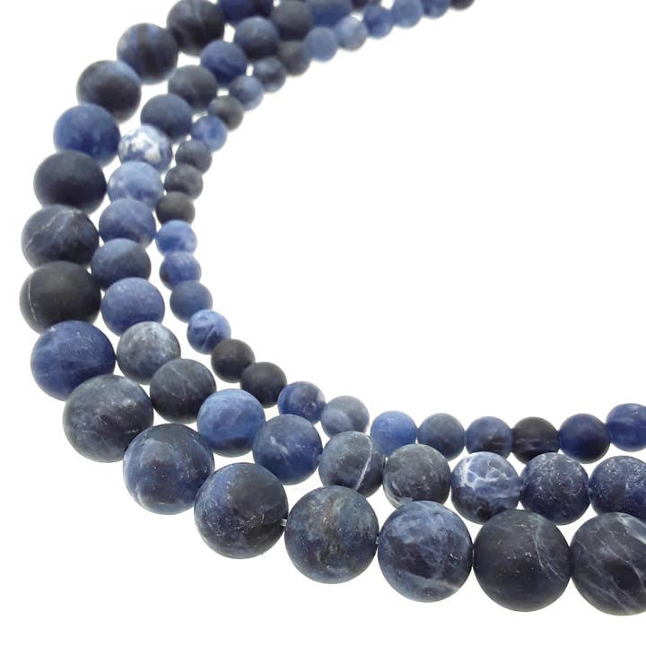 Natural Sodalite Matte Round Beads 6mm 8mm 10mm 15.5" Strand for wholesale by CRCBEADS