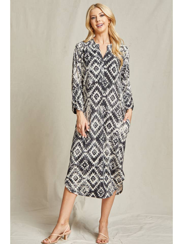 Black Aztec Midi Dress for wholesale on Faire2