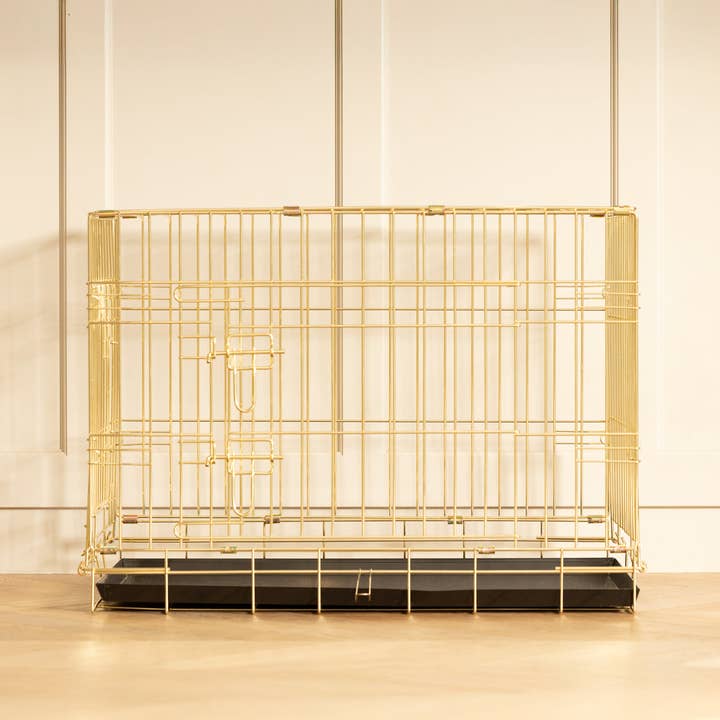 Special Edition Heavy Duty Deluxe Dog Crate in Champagne Gold by Lords & Labradors for wholesale on Faire5