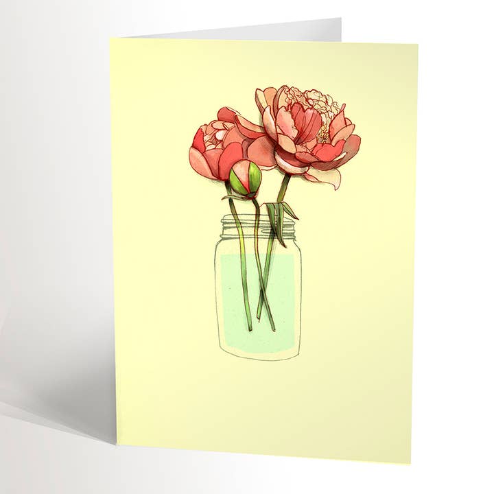 PEONIES Card for wholesale by Valérie Boivin illustration