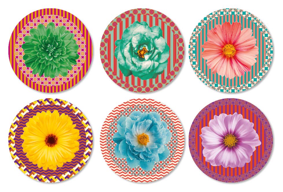 Emily Evans - Wholesale Coasters - SET OF 6 FLOWER POWER COASTERS