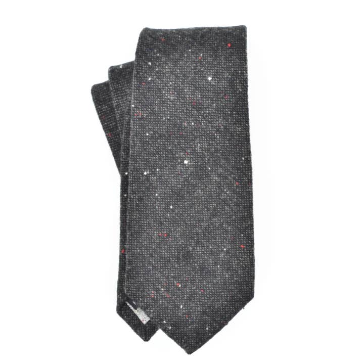 Curated Basics - Wholesale Necktie - Men's - Speckled Charcoal Grey Wool Tie1
