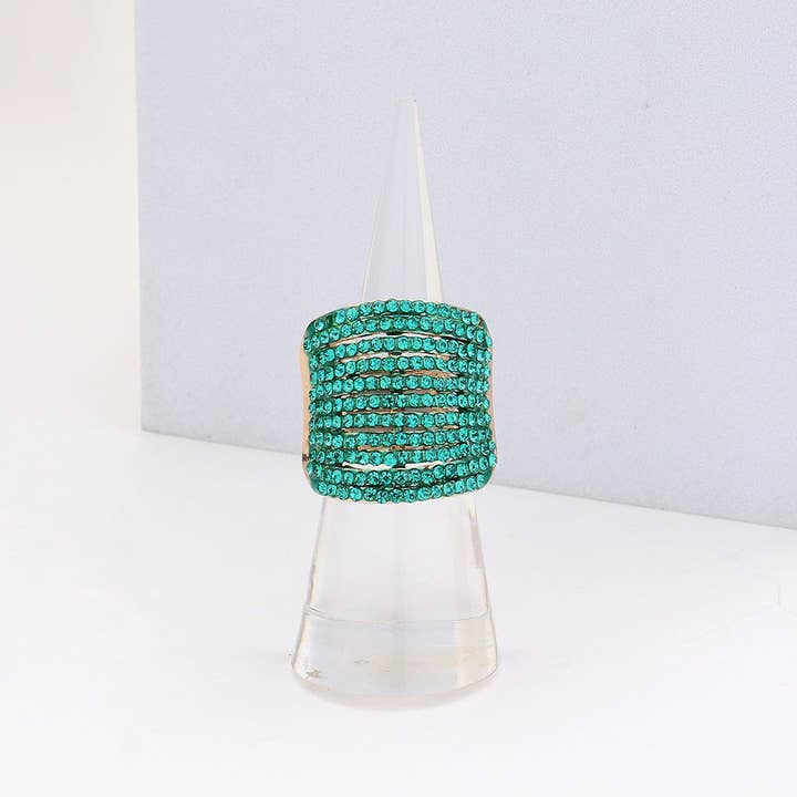 Sensibling Corp. - Wholesale Multi-Stone Ring - Rhinestone Pave Multi Row Stretch Ring