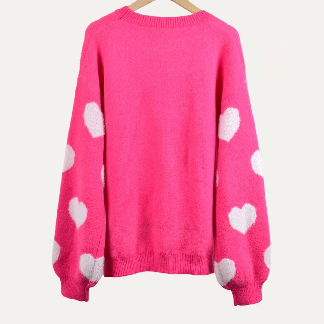 Rosafarben Langarm-Pullover mit Wimpernmuster zum Valentinstag für den Großhandel auf Faire1