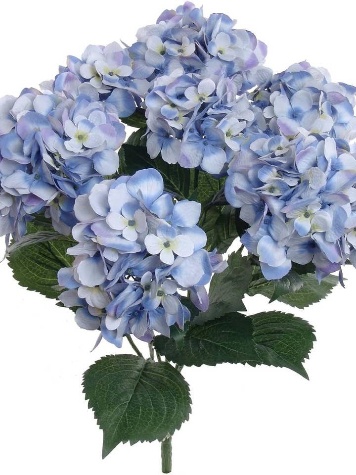 Designer Blue Hydrangea Silk Flowers, Uv Resistant for wholesale by Larksilk