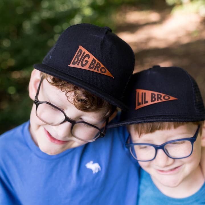 Left Grain - Wholesale Kids Hat - Kids - Big Bro and Lil Bro Pennant Leather Patch Kids Hat14