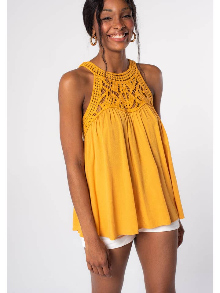 Lovestitch - Wholesale Tank Top - Women's - Round Neck Crochet Racerback Tank Top