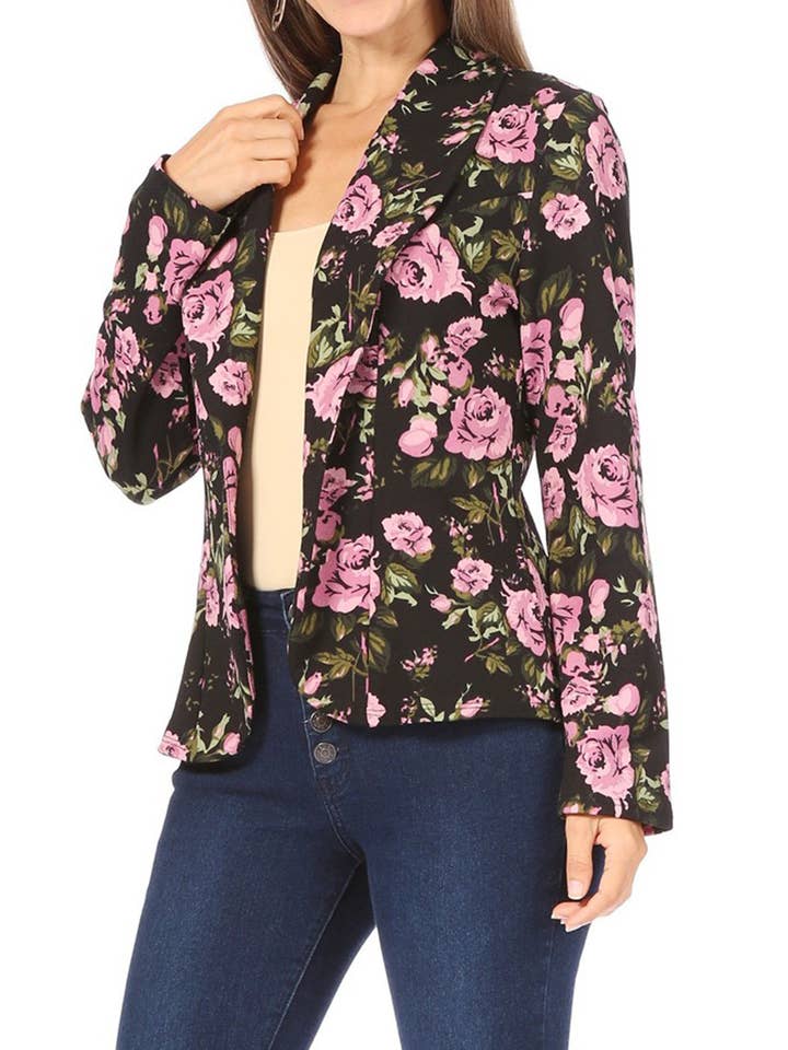 MOA COLLECTION - Wholesale Blazer - Women's - Women's Casual Print Fitted Open Front Blazer Jacket13