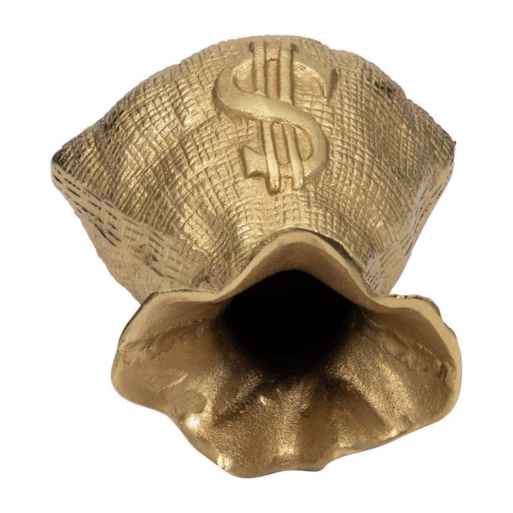 Sagebrook Home - Wholesale Decorative Figurine - Figurine - Gold Metal Modern Textured Money Bag, 7 in.10