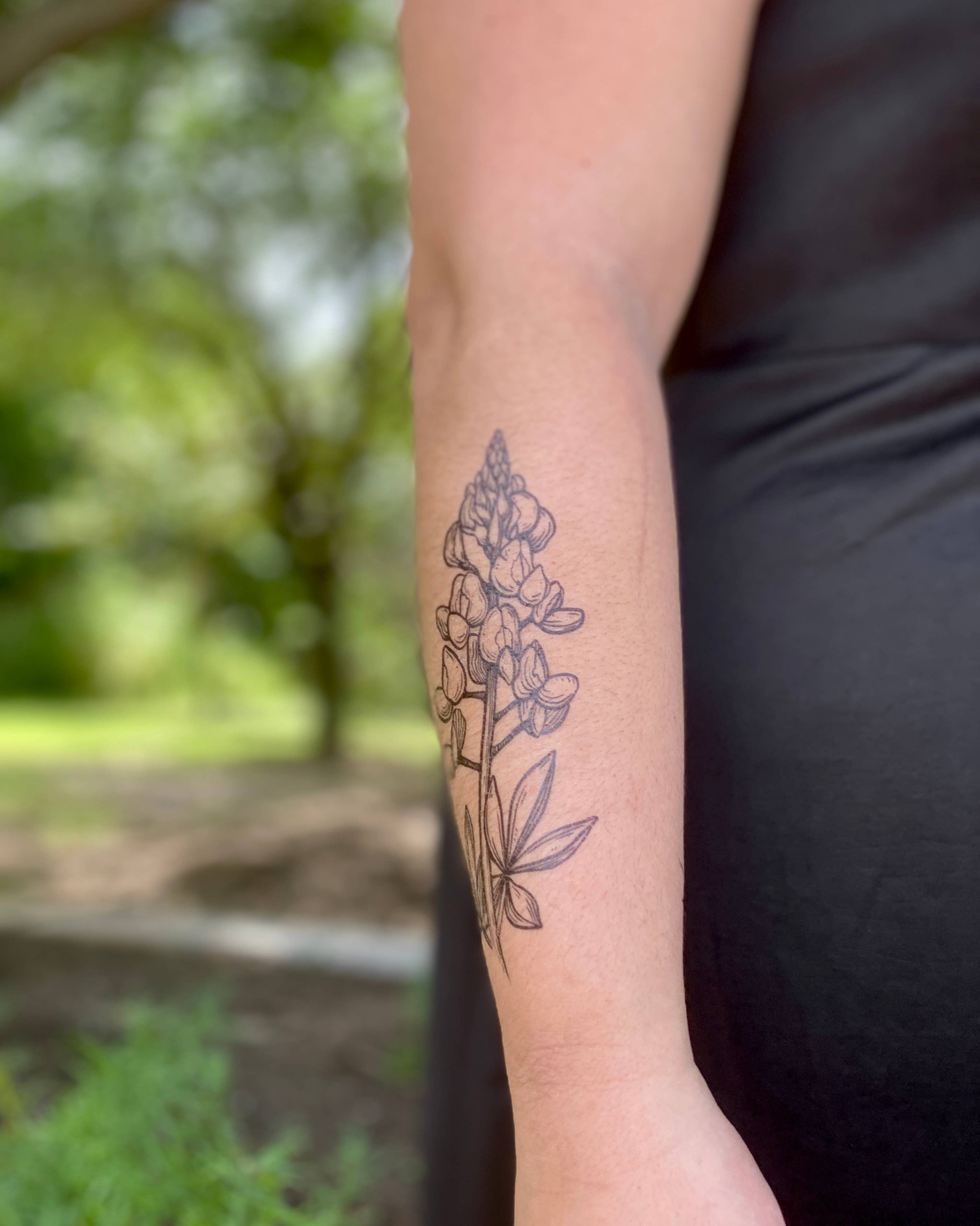 Tattoo tagged with: andresacosta, big, bluebonnet, calf, facebook, flower,  nature, realistic, twitter | inked-app.com