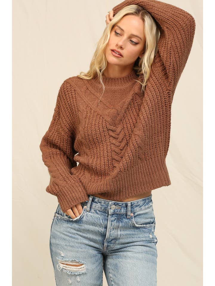 KyeMi - Wholesale Knit Sweater - Women's - Chunky Cable Knit Texture Sweater9