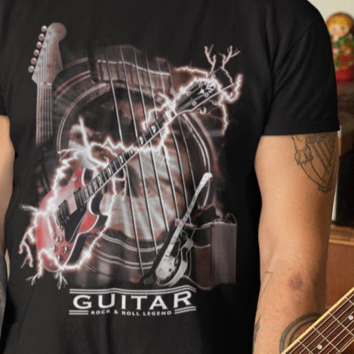 Guitar Lightning - 4,5 oz bomulls-T-shirt för wholesale av Taboo Apparel