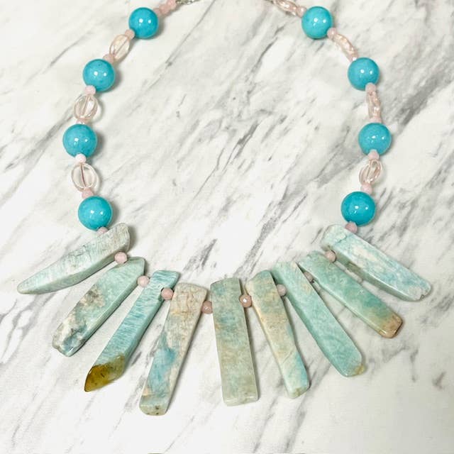 Anita K By Blushing Pink - Wholesale Beaded/Pearl Necklace - Amazonite, Jade, RQ. Czech Bead Necklace1