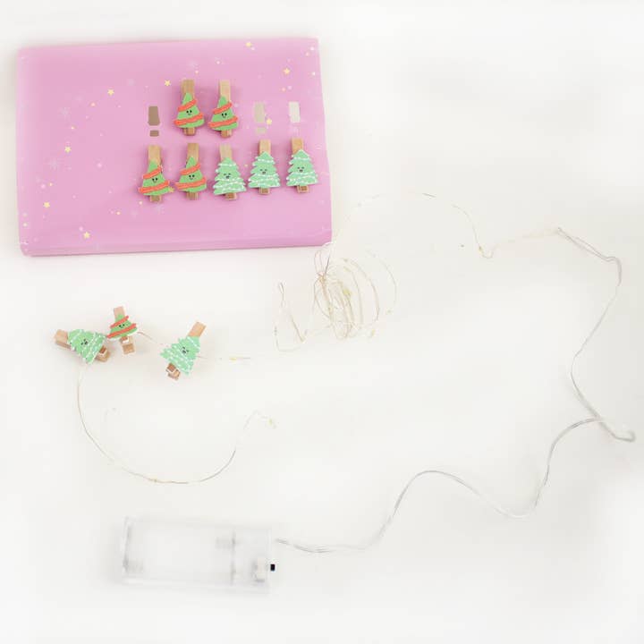 Perfect Holiday - Wholesale Fairy lights - 20 LED MICRODOT LAMPJES MET 10 LED HOUTEN BOOMCLIPS WIT B/O2