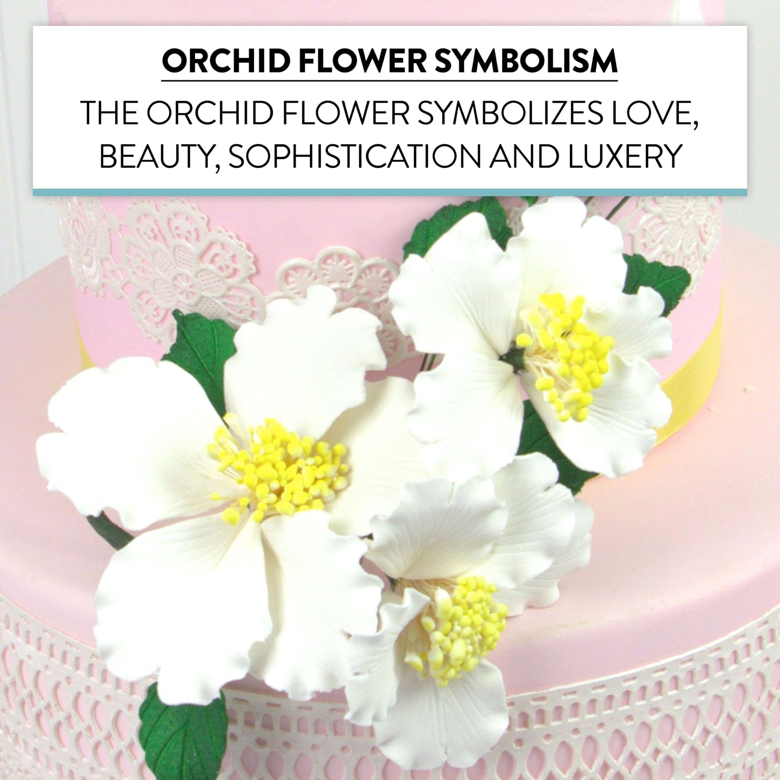 Global Sugar Art – wholesale Artificial flowers – Orchid Sugar Cake Flowers, Camellia Orchid Spray, by Global Sugar Art, White1