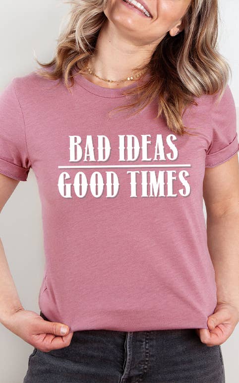 Select Apparel - Wholesale T-shirt met print - Dames - Grafisch T-shirt Slechte Ideeën Goede Tijden4