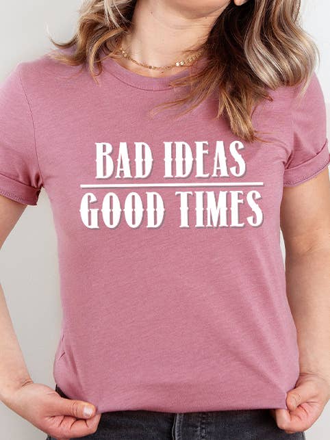 Select Apparel - Wholesale T-shirt met print - Dames - Grafisch T-shirt Slechte Ideeën Goede Tijden4