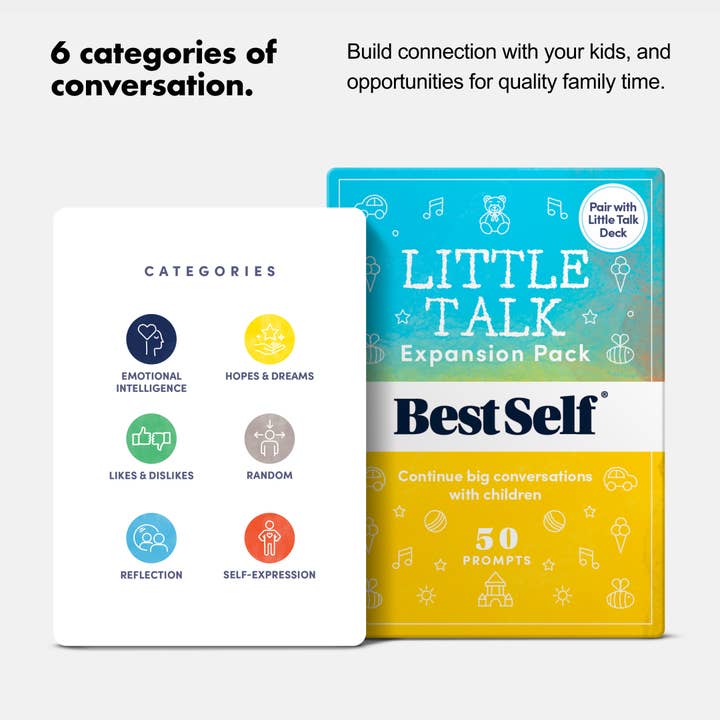 BestSelf Co. - Wholesale Card Game - Little Talk Expansion Pack – 50 Extra Prompts for Growth