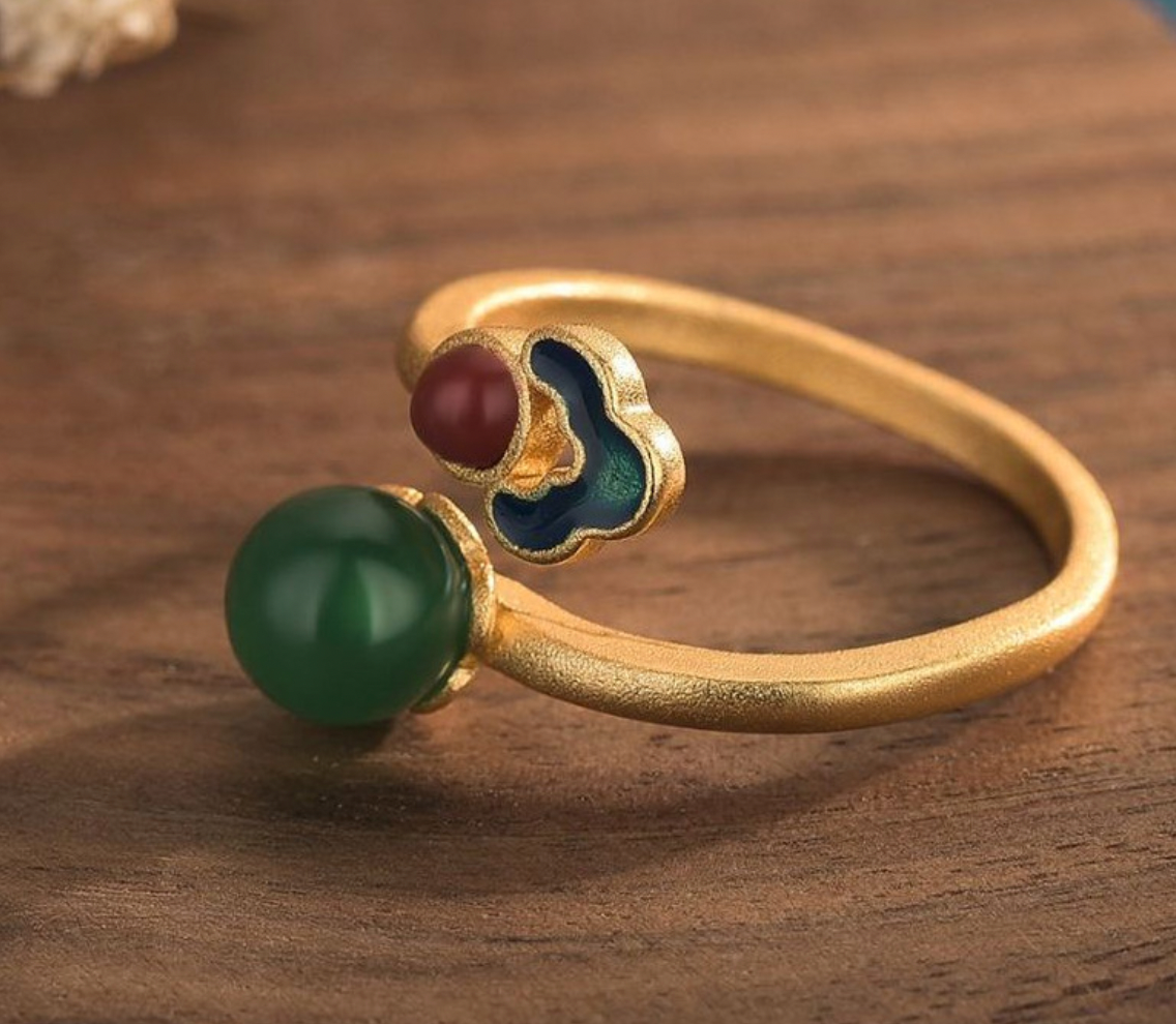 Bright MacMing – Engroshandel Statementring – Emalje sky på kalcedon Ring1