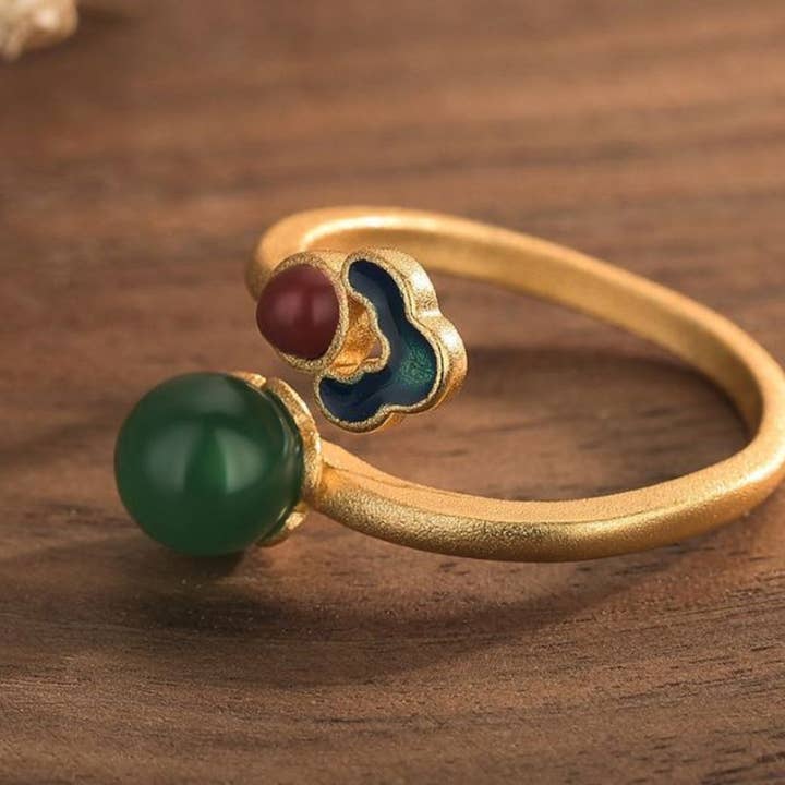 Bright MacMing - Wholesale Cocktail/gelegenheidsring - Emaille wolk op chalcedoon ring1