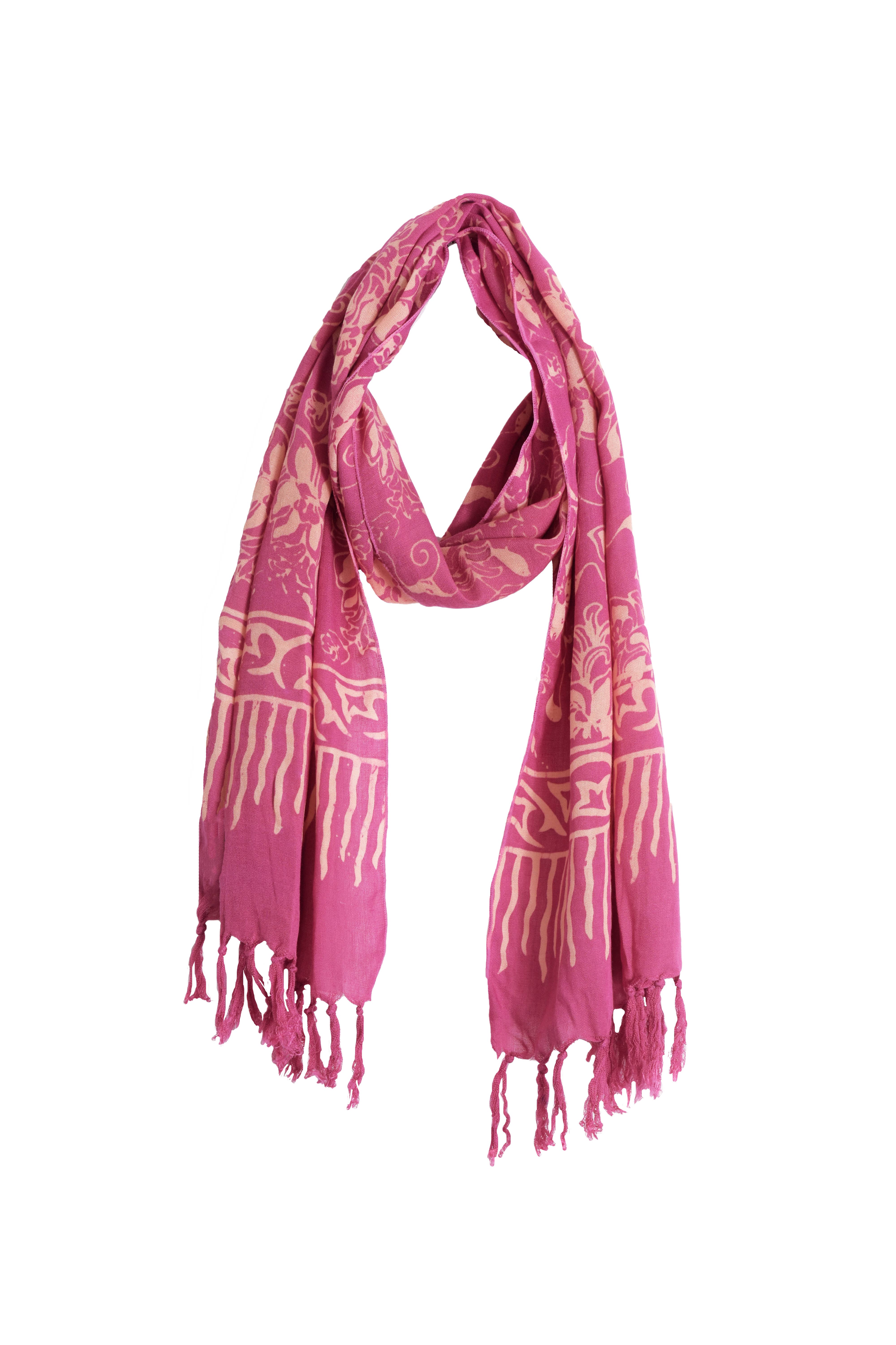 Nusantara Inc. - Wholesale Scarf - Women's - Rayon Batik Scarf - 98781 A-C (Knotted  Fringe)20