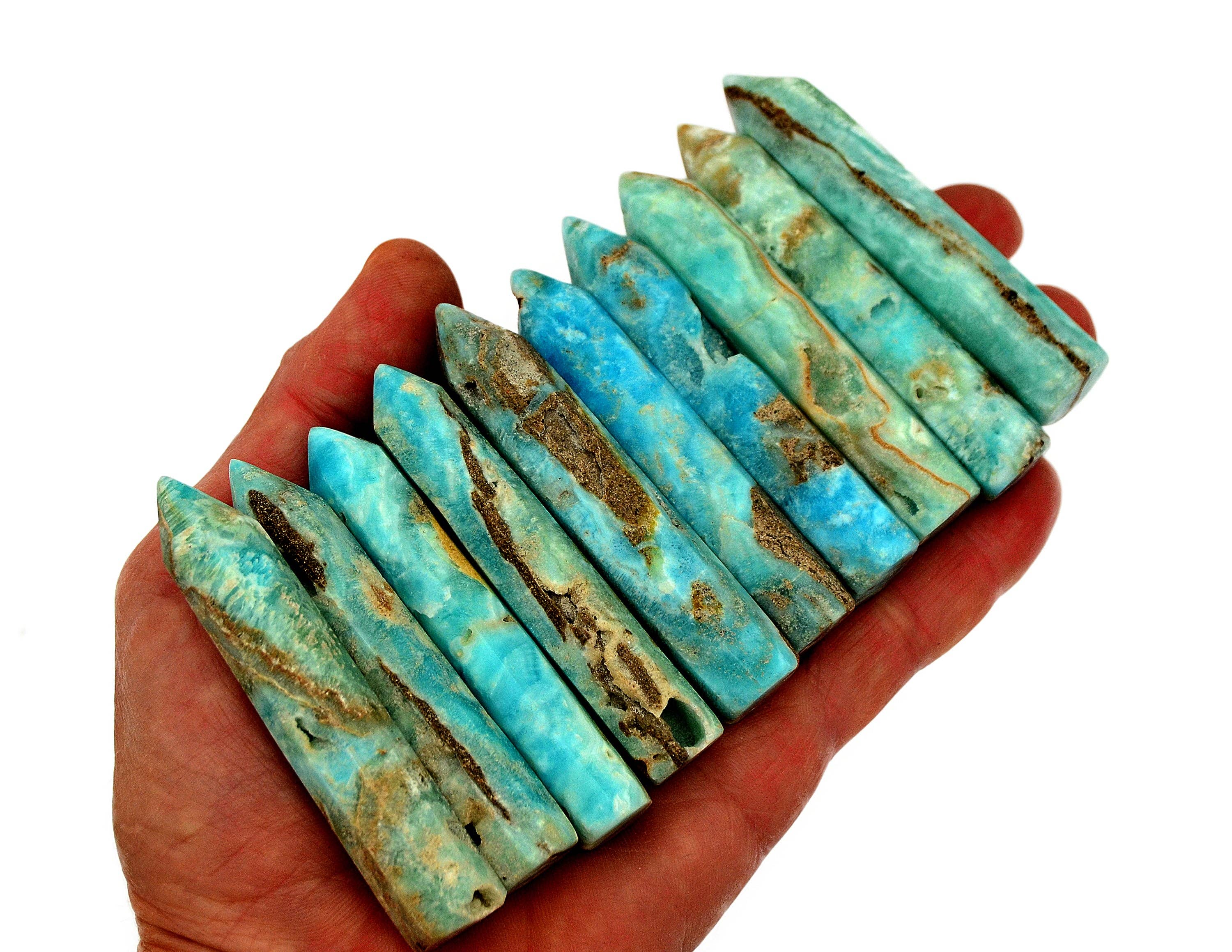 Kaia & Crystals – Großhandel Spiritueller Stein/Kristall – Blauer Aragonit Kristall-Spitzenpunkt (70 mm)6