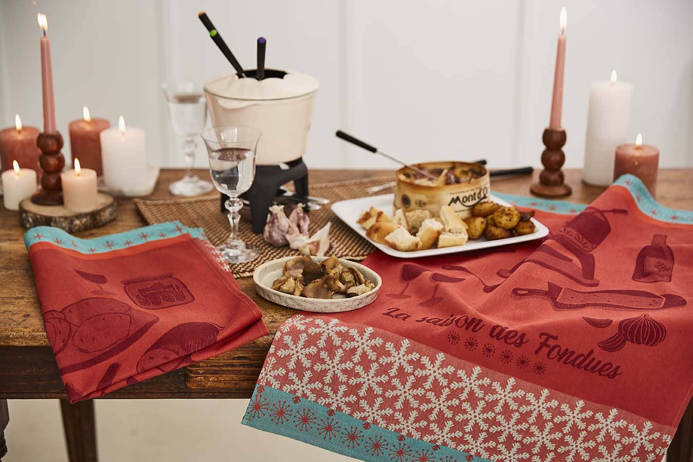 Coucke - Vendita all'ingrosso Strofinacci - La stagione delle raclette - Strofinaccio jacquard 50x75 in cotone