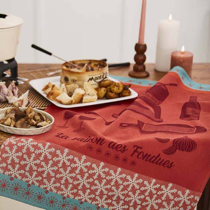 La saison des fondues - Jacquard Tea Towel 50x75 in cotton and other Purchase Wholesale fond tarte flambée. Free Returns & Net 60 Terms on Faire trending on Faire.