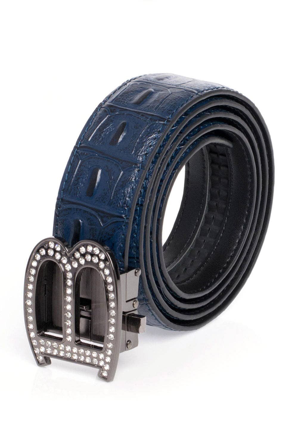 BARABAS – wholesale Belt – Men's – Men's Rhinestone B Letter Buckle Leather Belt BK81023