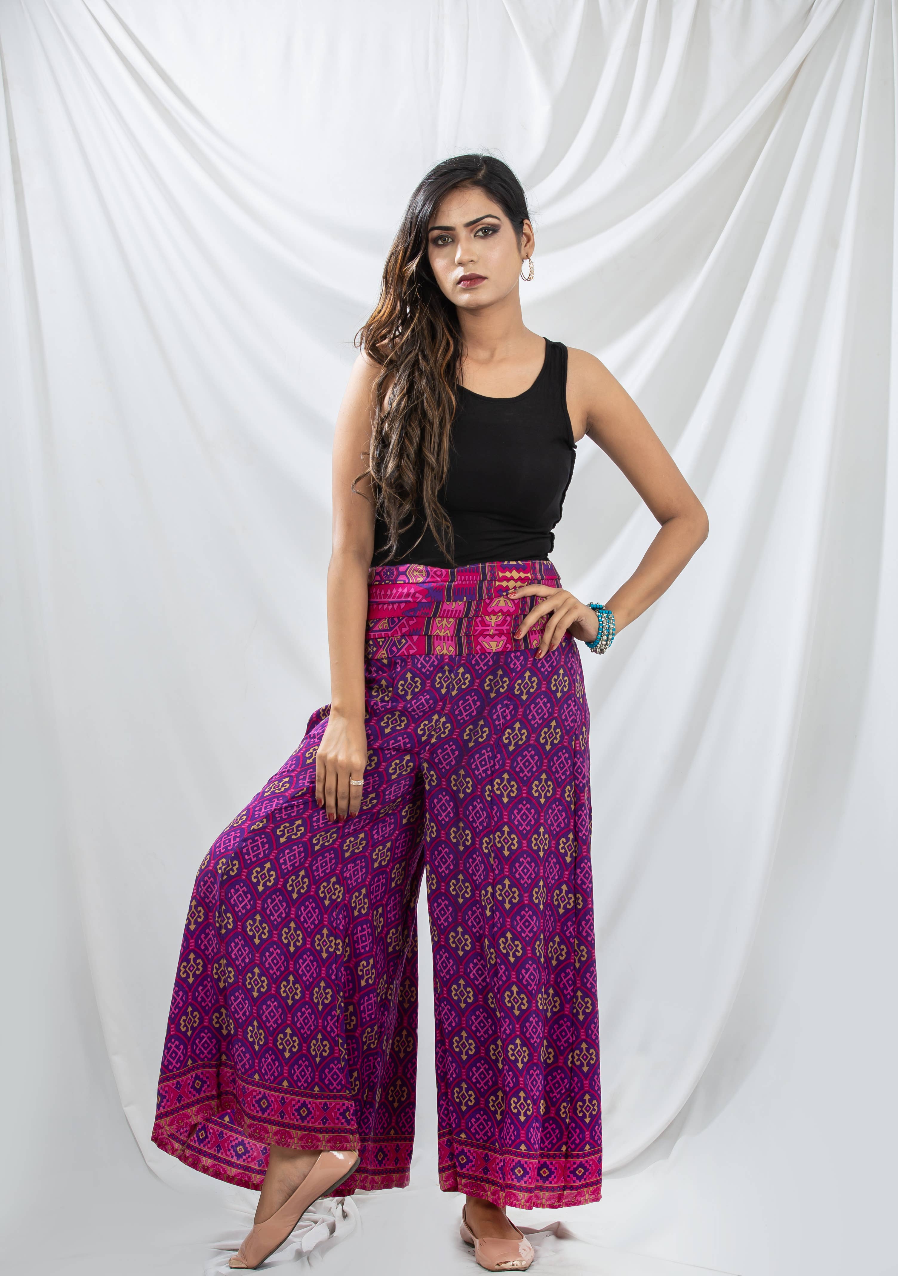 Meghcraft - Wholesale Pants - Women's - Silk Vintage Upcycled Silk Trouser-Wide Leg Pants-Palazzo11