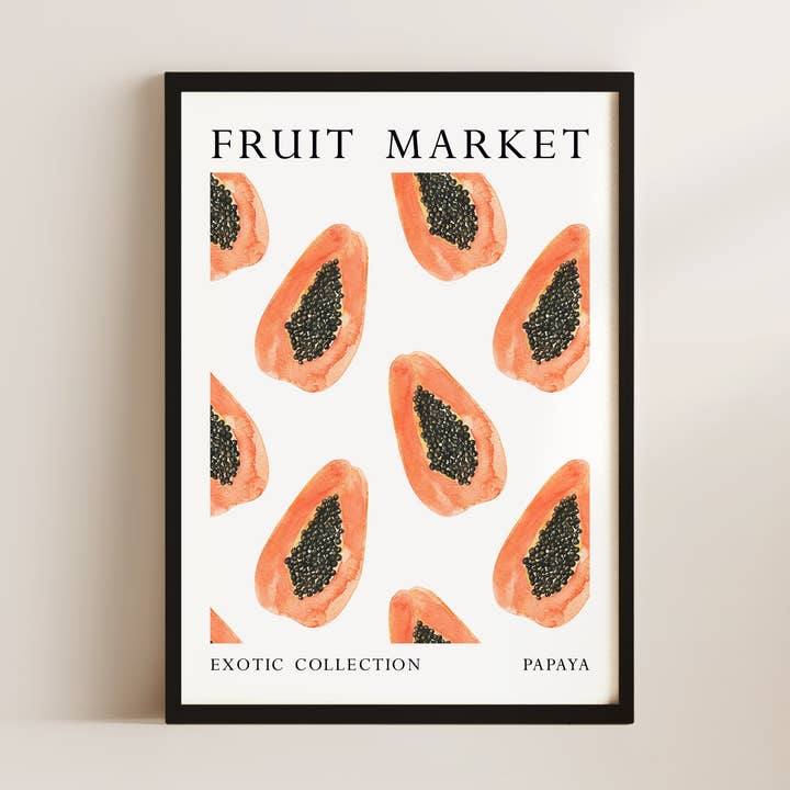 Frugtmarked Papaya Kunst Vægkunst Print for engroshandel hos Alluvion
