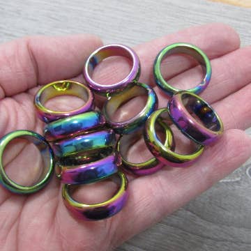 Keystone Crystals - Wholesale Band/Stacked Ring - Hematite Band Rings Set of 50