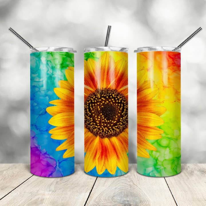 Rainbow Sunflower Becher für den Großhandel von Smile Graphics and Design