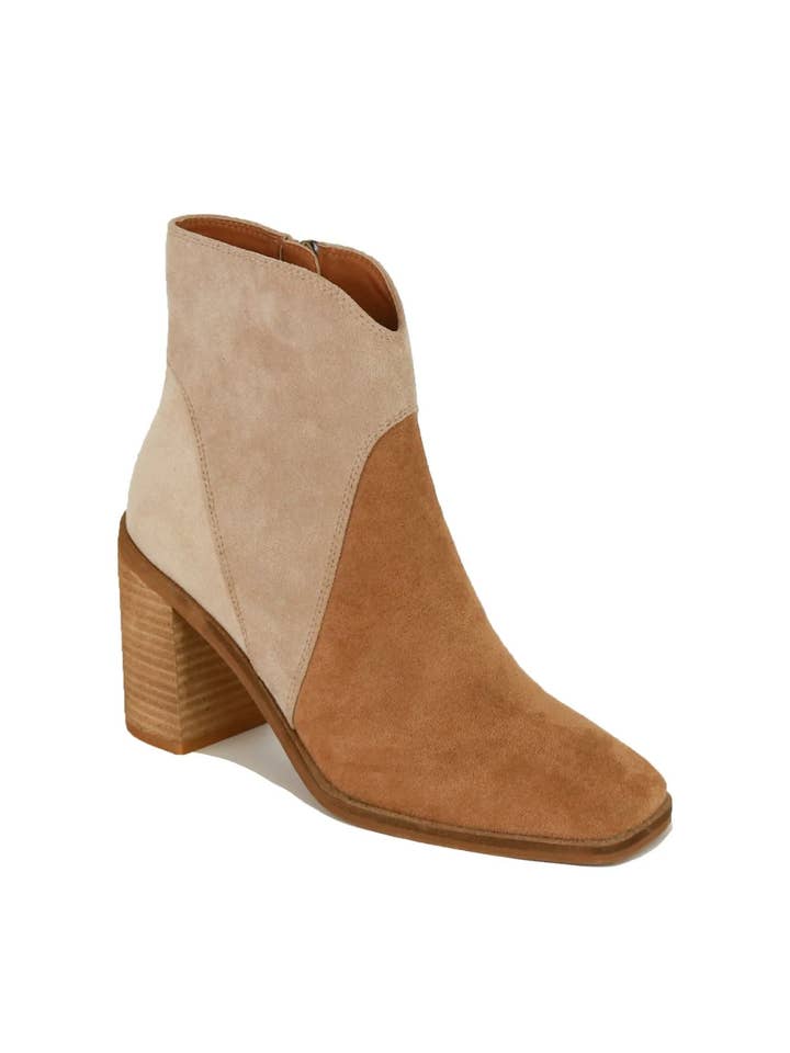 Mars Sky Shoes Wholesale - Wholesale Booties - Women's - Beast Fashion Women Stacked Leather Heel double tone Booties