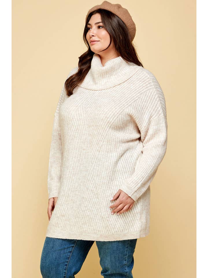 Winslow Collection - Wholesale Tunic Sweater - Women's - PLUS SIZE HEAVY KNIT LONG TURTLENECK SWEATER MFS1226BX1