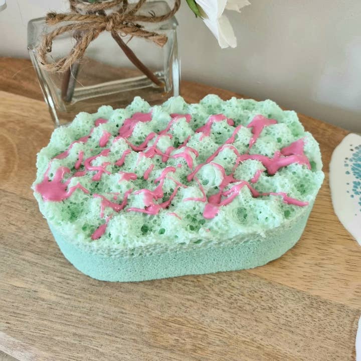 Cottage Fresh Scents - Wholesale Bath Pouf/Sponge - Strawberry & Lime Soap Infused Exfoliating Massage Sponge