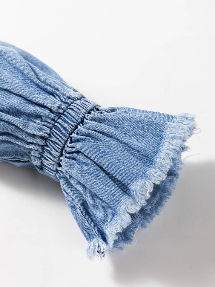 Sky Blue Natasha Buttoned Denim Top for wholesale on Faire