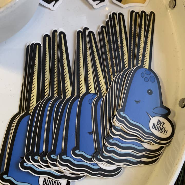 Mr. Narwhal Sticker for wholesale by Crumby Pins