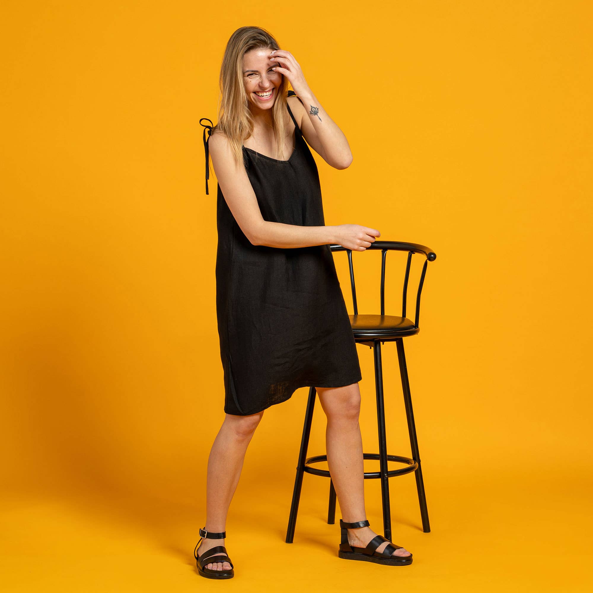 menique – wholesale Klänning - Dam – Ekologisk 100 % linne slipklänning Liv – sommarklänning för stranden5