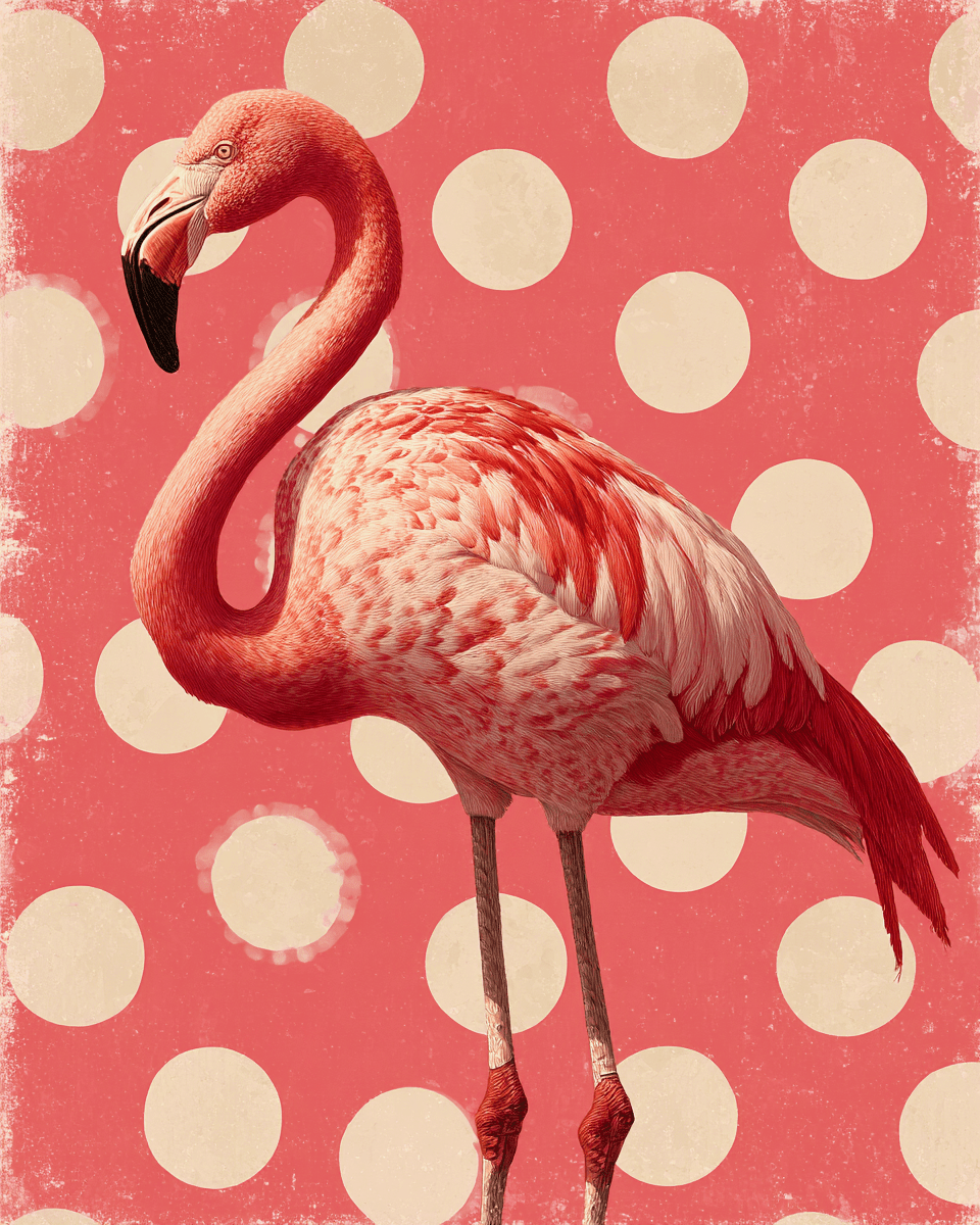 Mowbi – wholesale Konsttryck – Vintage Flamingo - Djur från djurparken - Biophilisk vildkonsttryck - 8"x10" konstverk för 11"x14" ram9