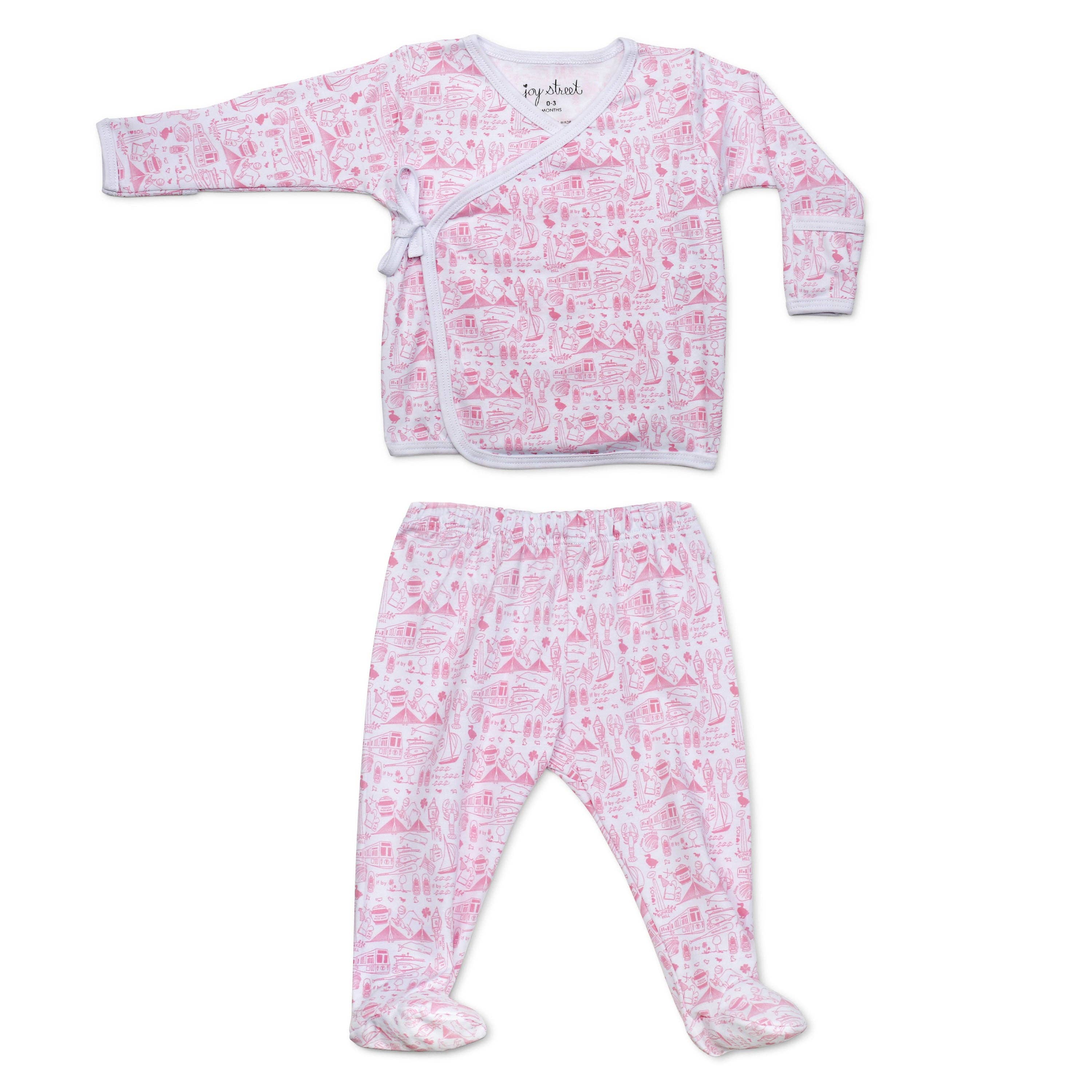 Strawberry Ice Cream Pink Boston Baby Layette Set for wholesale on Faire0