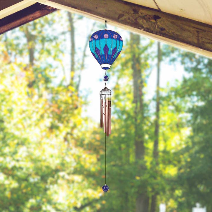31"long Blue Air Balloon Wind Chime Copper Gem Home Decor for wholesale by FC Design