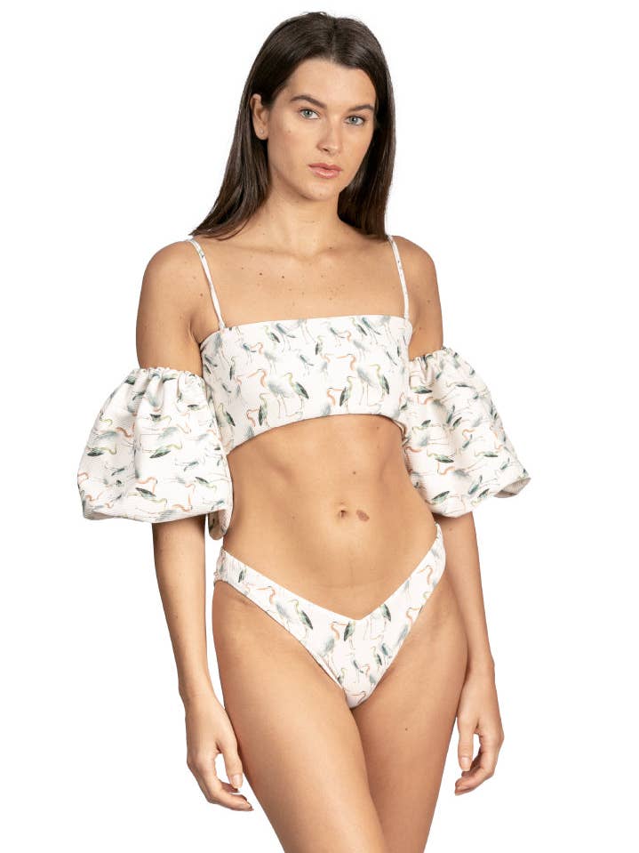 Loreto High-Leg Cheeky Cut Bikini Bottom in Ribbed Prints for wholesale by SANLIER