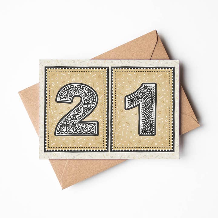 Unique Gold 21st Birthday Card for wholesale by Jess A Little Creative