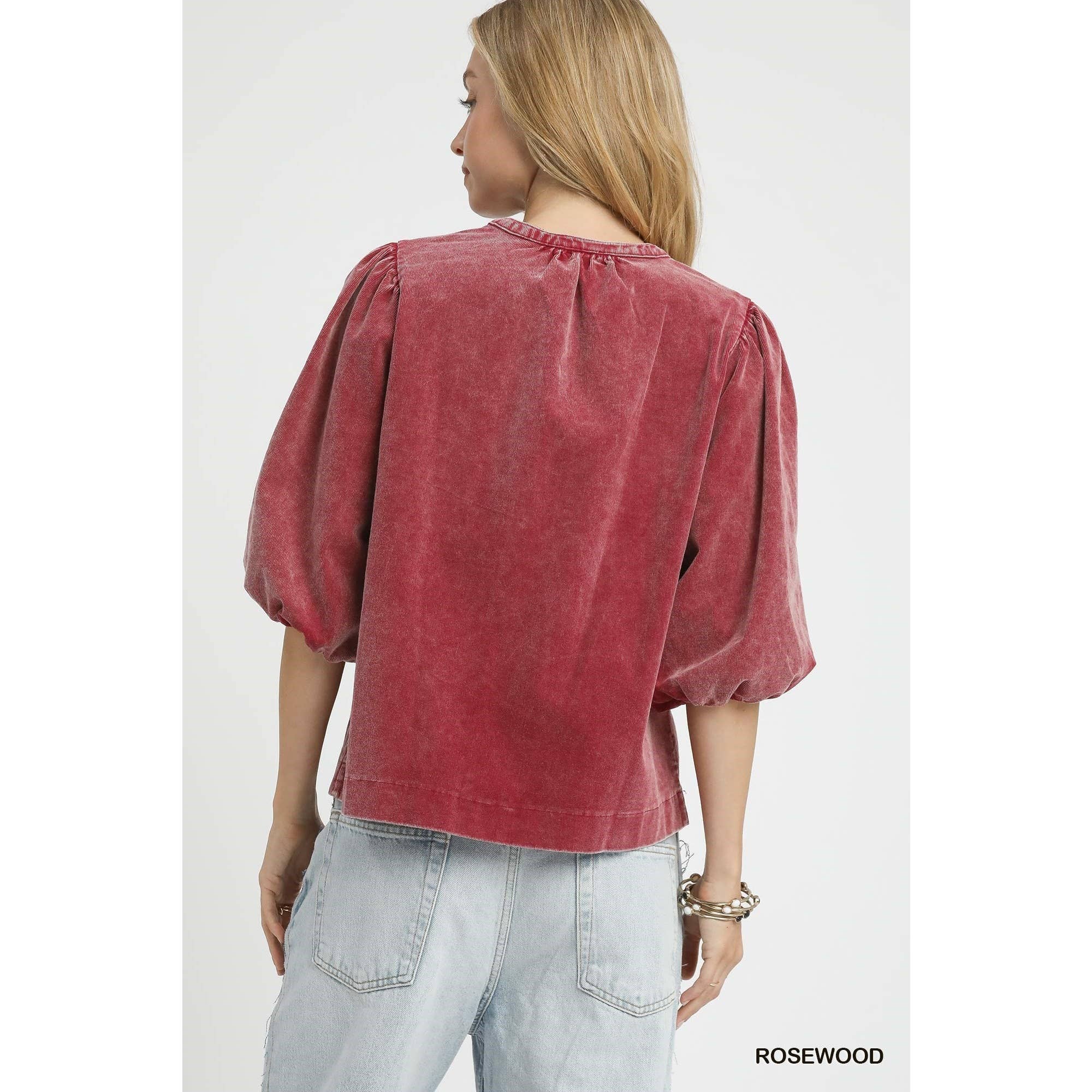 STYLE USA - Wholesale Tuniek - Dames - Corduroy blouse met pofmouwen12